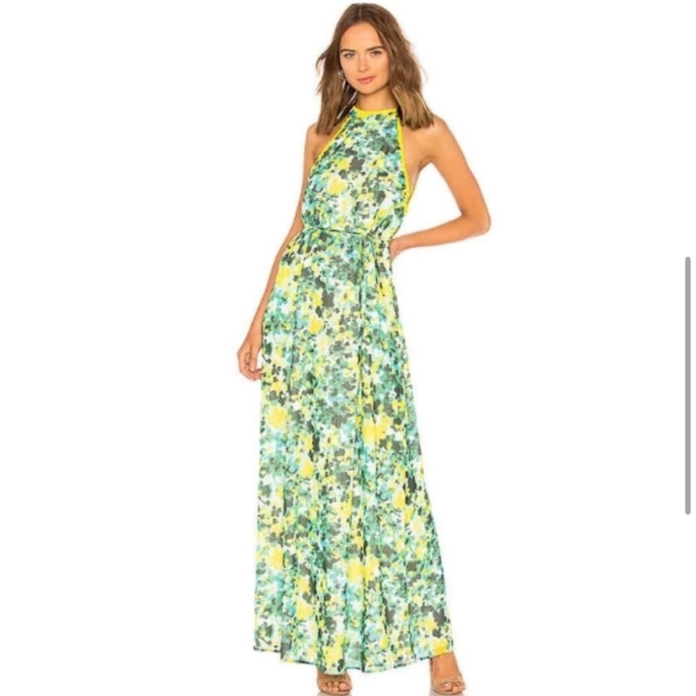 House of Harlow 1960 Yellow and Green Floral Maxi Dress